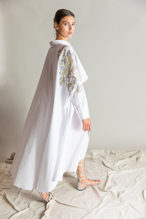Paillettes dress with cape