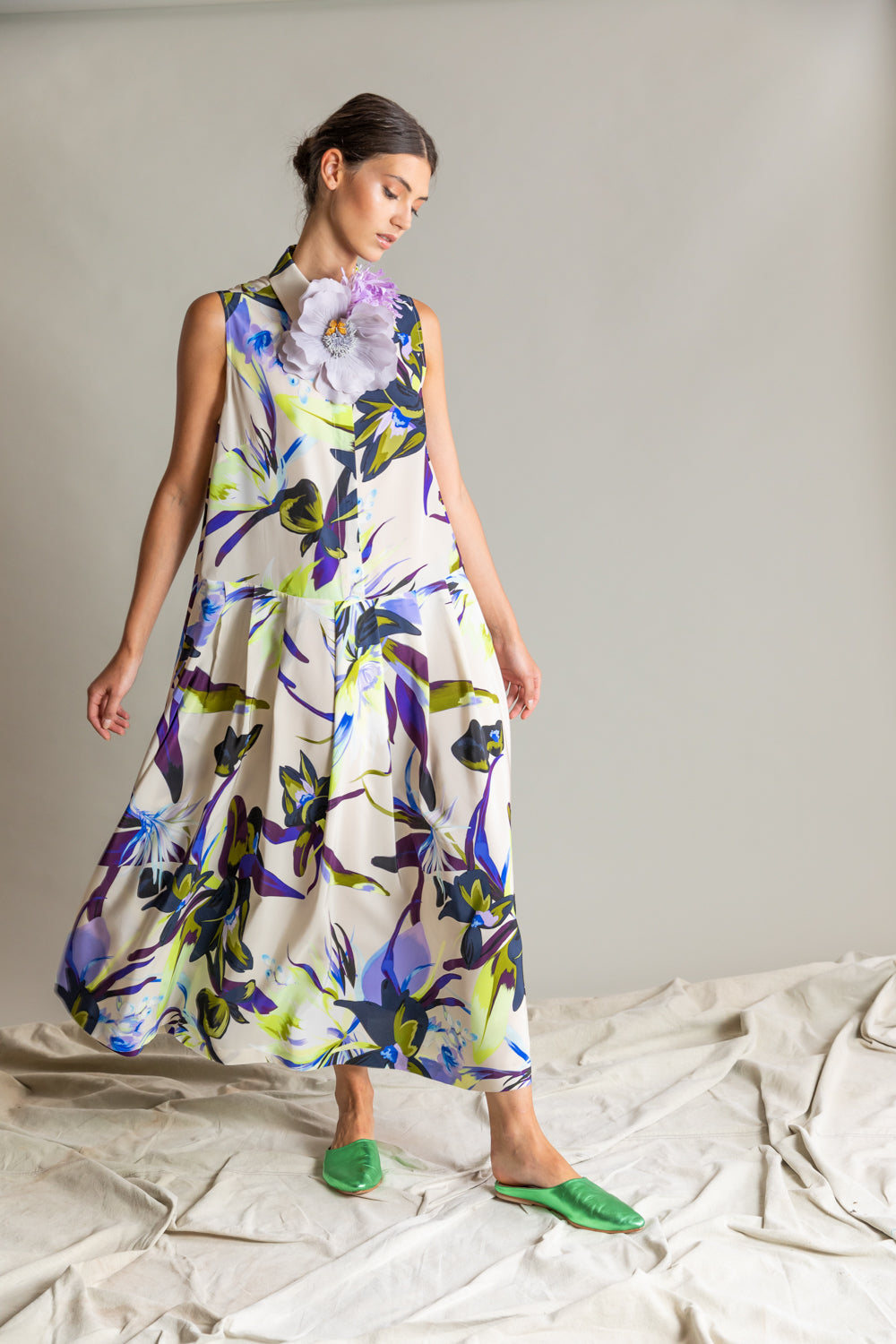 Print silk dress