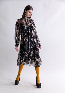 Vestido georgette de seda printed