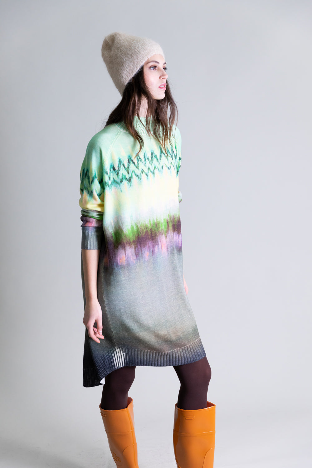 Vestido printed lana merino – Psophía