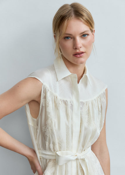 Ethereal Botanical Tencel Shirt-Inspired Dress