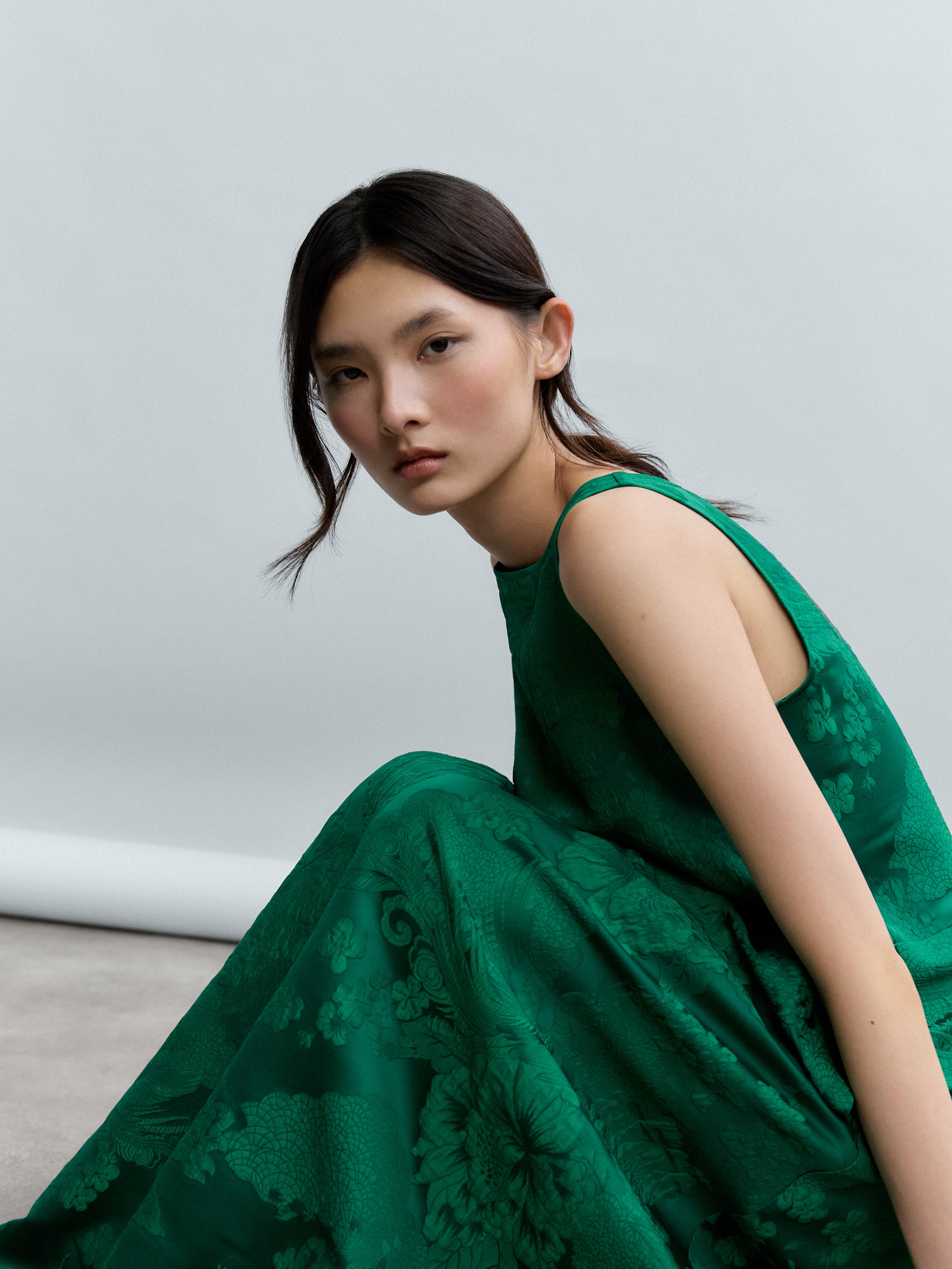 Vestido Midi Sin Mangas Jacquard Ligero | Psopha SS26 Vestido Midi Sin Mangas Jacquard Ligero | Psopha SS26