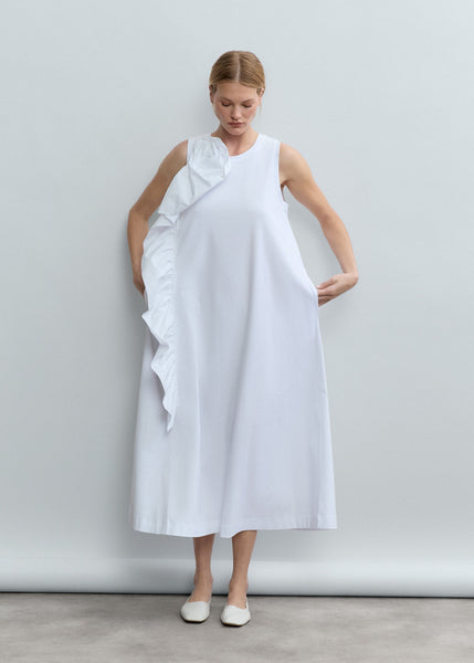 Vestido Midi Roseta Escultórica - Volante Cascada