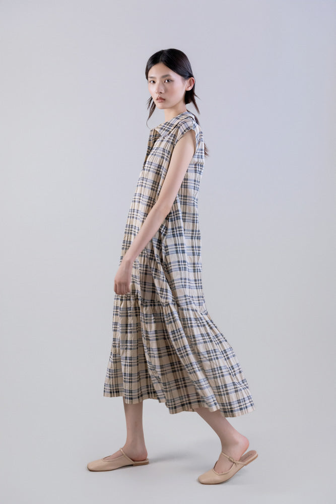 Vestido Camisero Cuadros Talle Bajo Silueta A Volante Vestido Camisero Cuadros Talle Bajo Silueta A Volante